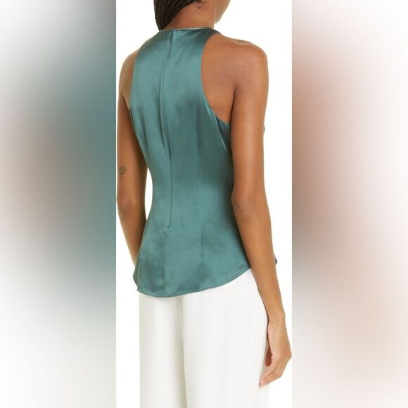 Cinq à Sept Amari Silk Top Sleeveless Twist Front Size Medium Green - Picture 8 of 12